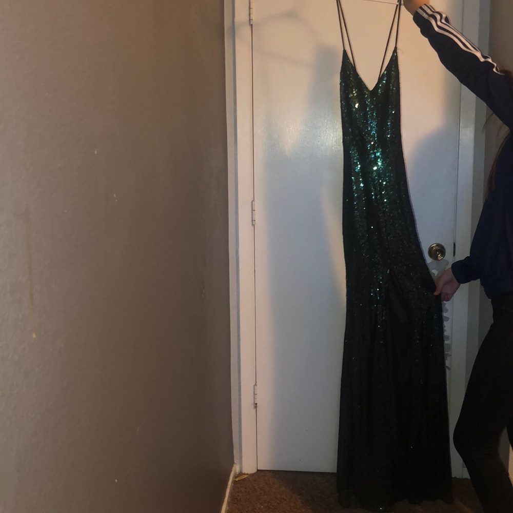 Dark green sequence dress